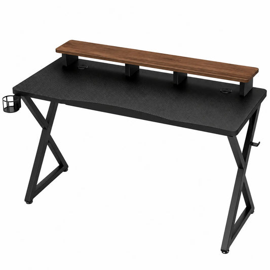 Escritorio de Metal y MDF Negro con Soporte para Monitor
