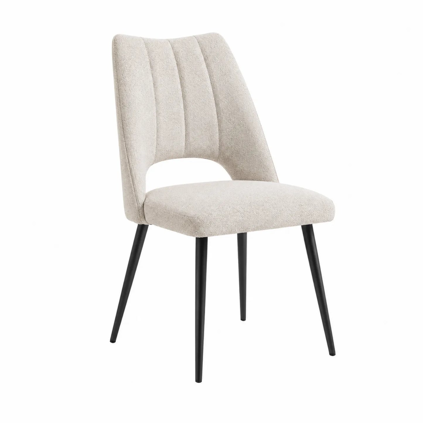 Silla de comedor con tapizado de poliéster y patas metálicas